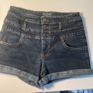 High Rise Button Up Jean Shorts
